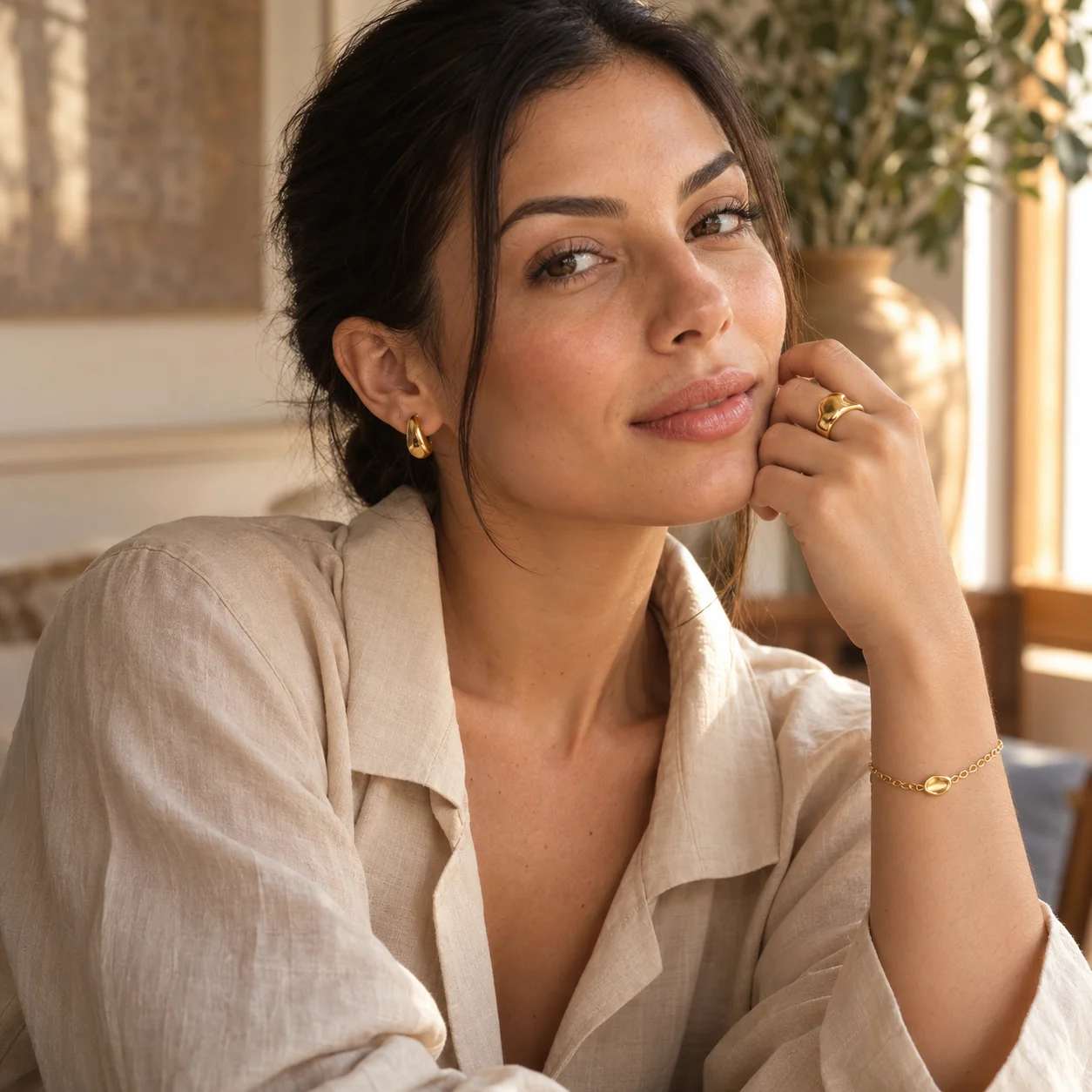 Look Dourado · modelo fictícia